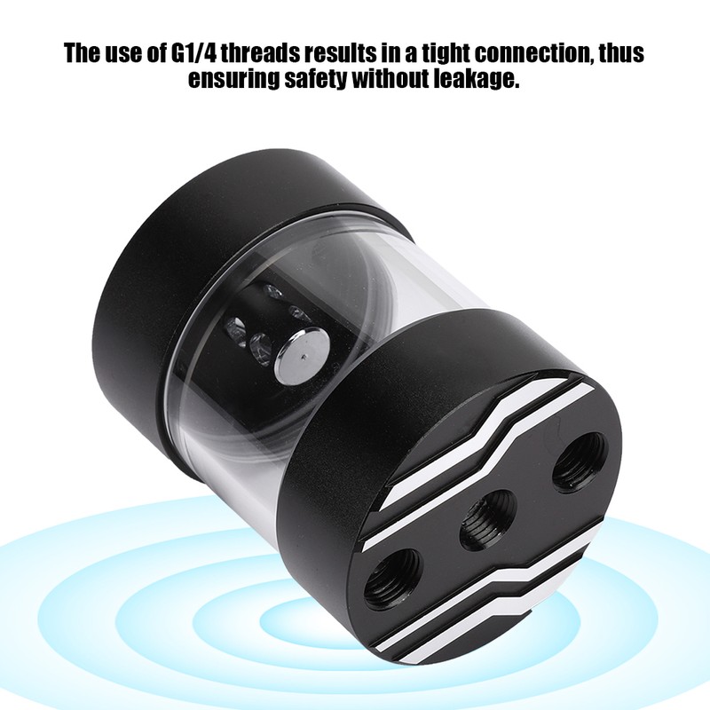 Black Computer Water Tank Built In Defoamer Cooling Reservoir G1/4