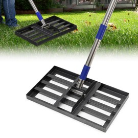 Lawn Leveling Rake, 6FT Heavy Duty 17"x10" Stainless Steel Leveler Plate, Leveling Rake,Ground Leveler for Yard, Soil, Dirt, Ground, Landscaping