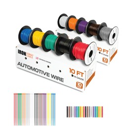 Iron Forge Cable 100 ft 14 Gauge Wire - 10 Roll Assortment Pack Automotive Wiring Kit with Dispenser Box - 10ft Stranded Copper Clad Primary Cable per Roll