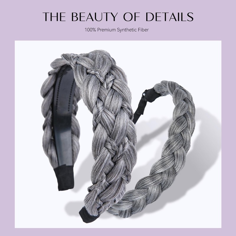 XRACEPHOL 2Pcs Braided Headbands Synthetic Headbands Handmade Fashion Braid Headband