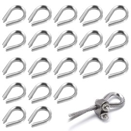 Pavike Wire Rope Thimbles (20 Pieces) M4 Stainless Steel Thimbles, Durable, Suitable for Wire Rope Cables up to 0.2 inch (4 mm) Diameter