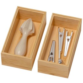 Lixple Bamboo Drawer Organizer, Small Silverware Organizer for Kitchen Drawer, Stackable Utensil Organizer, 2 Pcs Flatware Organizer for Drawer, Wooden Storage Box Tray (Bamboo, 6 X 3 X 2 Inch)