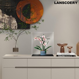 LANSCOERY Acrylic Display Case, Assemble Showcase Display Box for Collectibles, with Dustproof & Seamless Display Design, 11x9.1x11inch Black Base