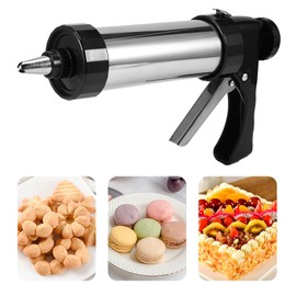 Cookie Press Gun Set, Spritz Cookie Press for Baking Stainless Steel Icing Decoration Press Gun Kit Biscuit Press Gun with 13 Discs 7 Icing Tips for Home DIY Biscuit Maker and Decoration, Black