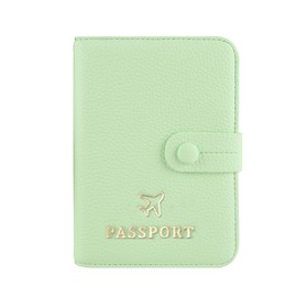 Passport Holder RFID Protected Wallet and Luggage Tag with Protection Cover Travel Accessories Leather Card Case Organizer for Women Men (Green)