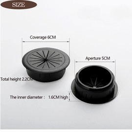 4PCS Flexible Desktop Grommet,50mm/2 in Grommet Aperture,Detachable,Adjustable Aperture Plastic line Organizer,Desktop Washer Hole Diameter Data Cable Storage and Sorting Tool (Black)