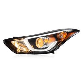 TTUN AUTO Compatible with 2014 2015 2016 Hyundai Elantra Sport/Limited Headlight Halogen & Reflection Bowl Type with LED Daytime Running Lamp 92101-3Y510 92102-3Y510