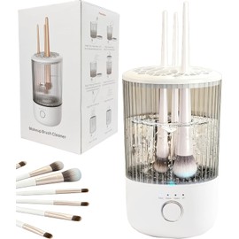 Máquina eléctrica de limpieza de brochas de maquillaje, limpiador de brochas de maquillaje multifuncional integrado, arranque con un solo clic, adecuado para varias brochas de maquillaje y