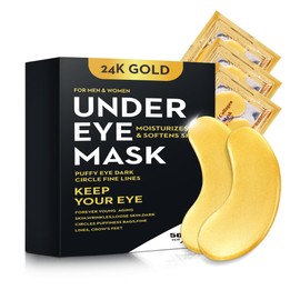 50 Pairs 24K Gold Eye Mask Collagen Under Eye Mask Patches for Dark Circles Puffiness, Refreshing, Revitalising, Travel, Wrinkles, Eye Patches, Luxury Gift for Women and Men