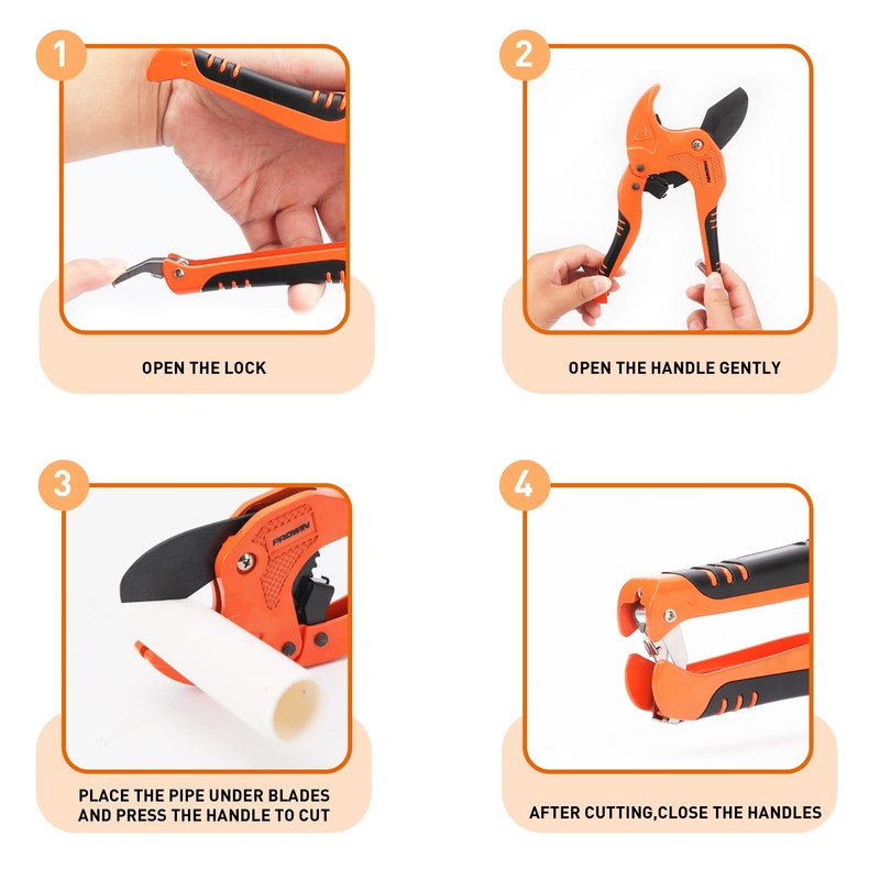 PROWIN PVC Pipe Cutter, PVC Cutter 1-5/8", Ratcheting PVC Cutter
