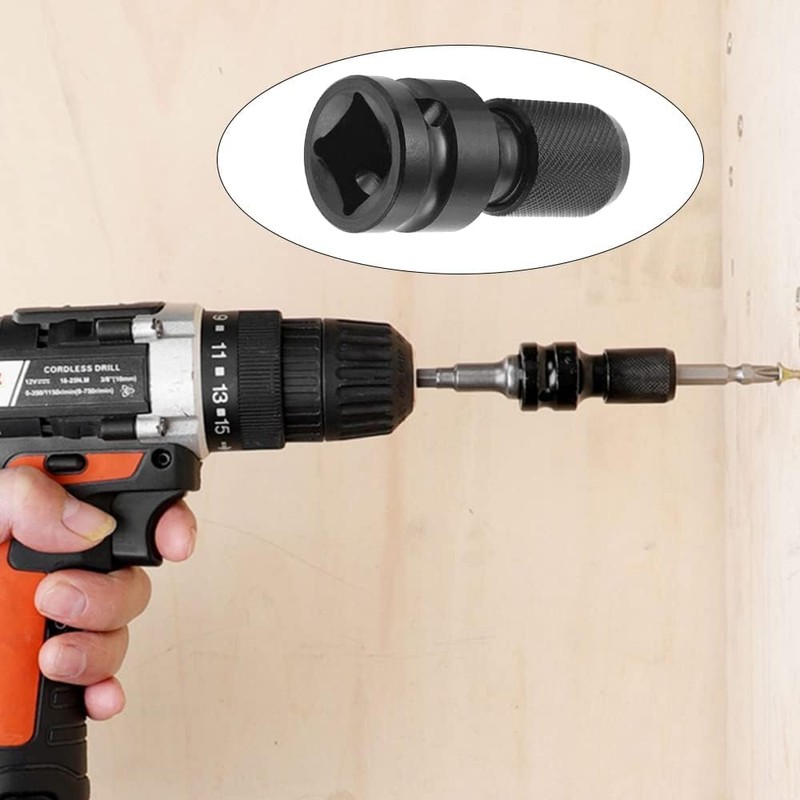 2 PCS 1/2 Square Drive to 1/4 Hex Shank Socket