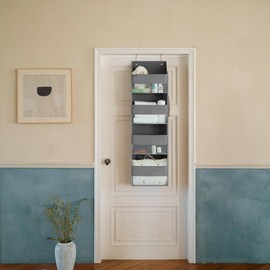 GRANNY SAYS 4-Shelf Over Door Storage Organiser, Pack of 1 Back of Door Hanging Storage Organiser, Grey Hanging Wardrobe Storage Organiser, Bedroom Over the Door Organiser for Baby Clothes Toy Nappies