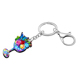 BAMAY Acrylic Fun Margarita Wine Glass Keychain Purse Charms Key Chain Bag Accessories Cocktail Drinkers Gifts for Women Girl (Colorful)