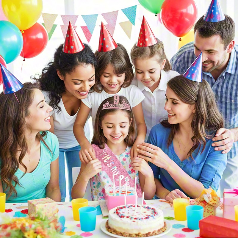 Hapdoo 9th Birthday Decorations for Girls Set - Happy 9th