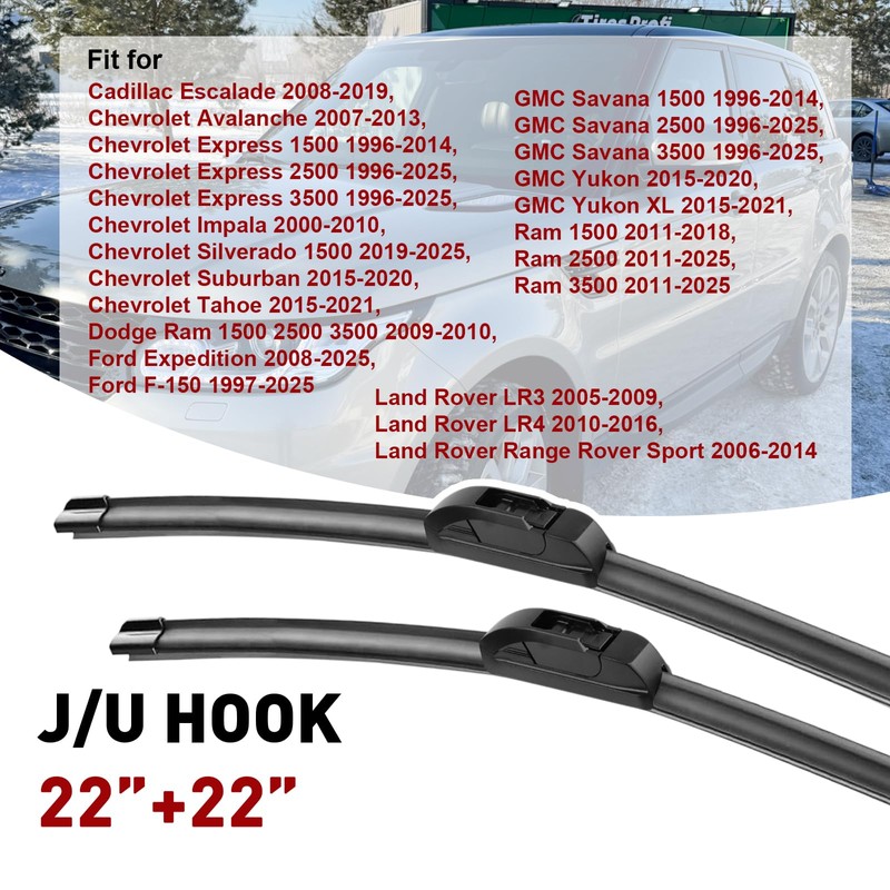 22"+22" Windshield Wiper Blades All-Season Durable and Stable Wiper Blades