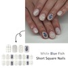 24 Pcs Short Square Press on Nails Summer Ocean Fake