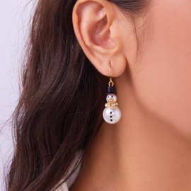 Christmas Earrings for Women Dainty Santa Hat Snowman Snowflake Drop Dangle Earrings Crystal Festival Holiday Christmas Jewelry (hoop-gold)