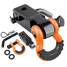 AUTOBOTS Tow Hitch Receiver 2", 45,000 Lbs Break Strength Shackle Hitch Receiver with 5/8" Screw Pin, 3/4 Shackle, Towing Accessories for Vehicle Trailer Recovery Off-Road Orange&Black