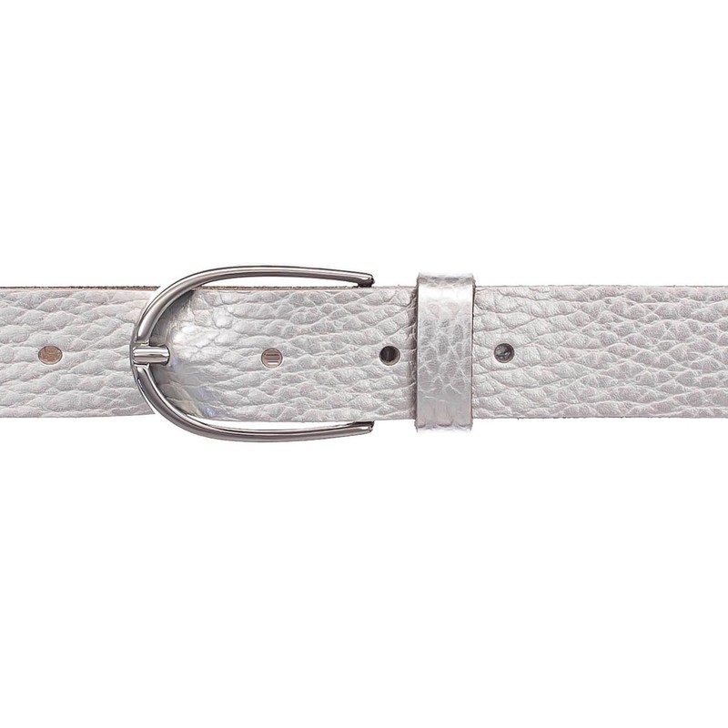 Vanzetti Leather Belt, Metallic silver