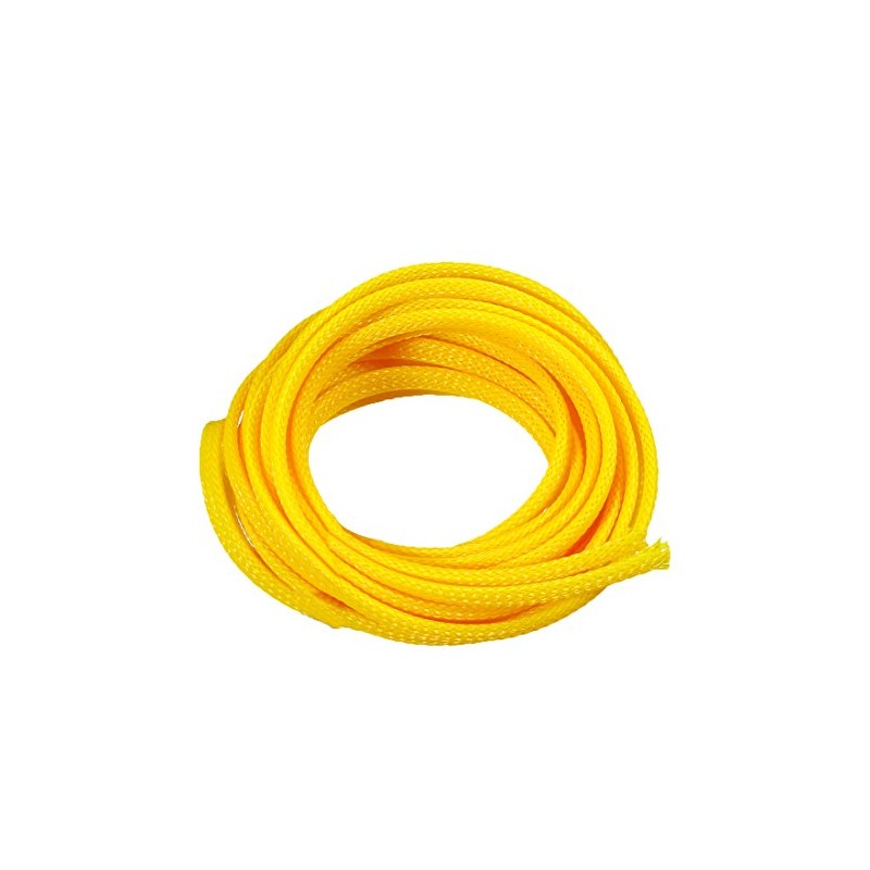 sourcing map Expandable Sleeving, 4mm Flat 10ft Cable Sleeve, Yellow