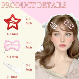 STGDAK 18 PCS Red Star Clips Metal Snap Hair Barrettes Non Slip Mini Bow Clip Cute Barrettes For Women Y2k Accessories Kawaii Red Snap Star Clips Coquette Hair Barrette For Girls Decoration