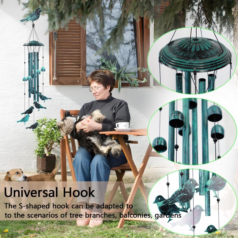 Askhald Bird Wind Chimes for Outside Windchimes Outdoors with 6
