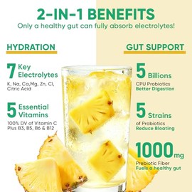 Venture Pal 2-in-1 Hydration Packets + Gut Health Electrolytes Powder - 7 Electrolytes & 5 Vitamins, Probiotics - Sugar Free Liquid Daily IV Drink Mix