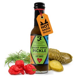 Butterfly Bakery of Vermont - Ghost Verde Pickle Genersaucity Hot Sauce, Bold Medium-Hot Heat, Spicy Pickled Flavor - Vegan & Vegetarian - Made with Natural, Vermont-Grown Ingredients, 5 fl oz