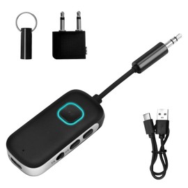 HENGBIRD 2 in 1 Aux Bluetooth Adapter Car Bluetooth 5.3 Adapter and Receiver with 3.5 mm Jacks, Simultaneous Connection of Two Devices, Bluetooth Adapter Aeroplane, Car and Home