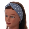 Grey and White Polka-Dotted Twisted Fabric Elastic Headband/Headwrap