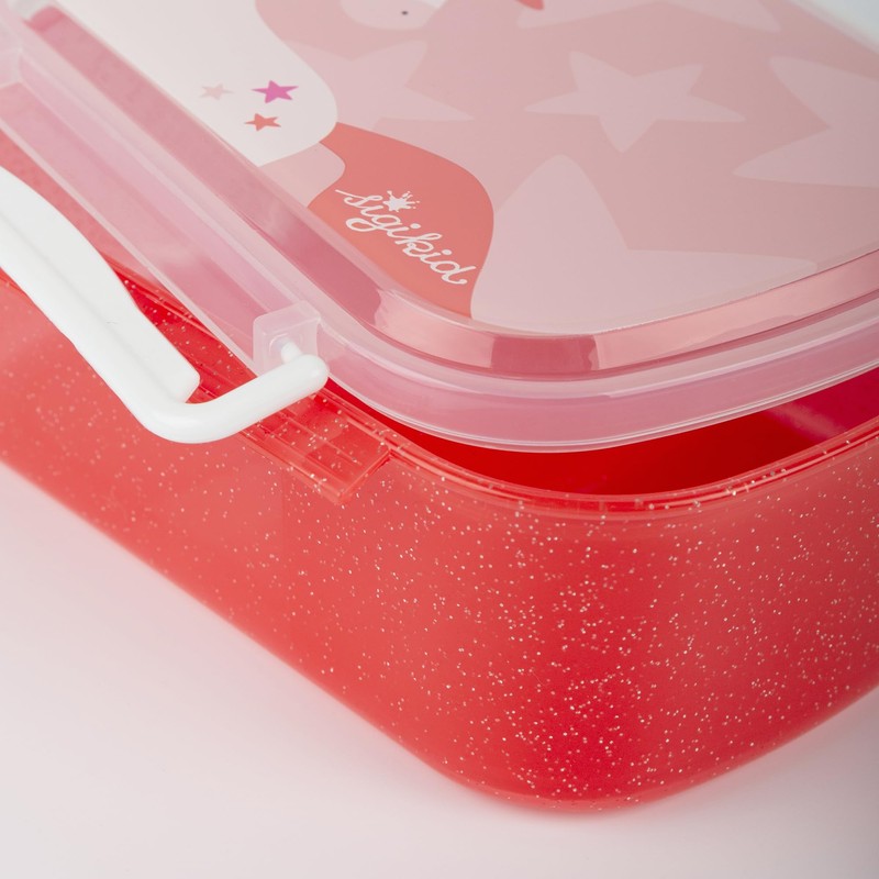 sigikid 25371 Unicorn Lunch Box with Insert and Clip Closure,