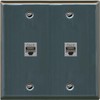 RiteAV 2 Port Cat6 Ethernet Wall Plate - Flat 2 Gang [Stainless Steel]