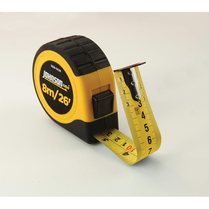 Johnson Level & Tool 1828-0026 Metric/Inch Power Tape, 8m/26', Black/Yellow,
