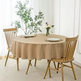 maxmill Round Linen Looking Textured Tablecloth Spill-Proof Wrinkle Free Soft Jacquard Table Cloth for Circular Table Cover, for Dining Room Buffet Banquet Parties Holiday Dinner, 70 Inch Beige