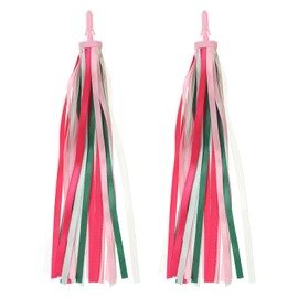 PATIKIL Bike Streamers, Colorful Scooter Handlebar Tassels Grip Ribbon Accessories Decorations for Girls Bicycle Tricycle Handles, Pink Green