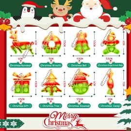 HOUT 32PCS Pop Keyring Christmas Stocking Fillers for Kids - Party Bag Fillers for Kids - Poppet It Fidget Toys Pack - Christmas Eve Box Fillers for Kids - Kids' Party Favours