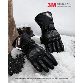 Guantes impermeables para motocicleta, de fibra de carbono, impermeables, cálidos, con función para pantalla táctil, para hombres y mujeres