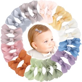 24PCS 2inch Baby Hair Clips, Oaoleer Baby Girls Fully Lined Baby Bows Hair Pins Tiny Hair Bows Alligator Clips for Baby Girls Infants Toddlers 12 Colors in Pairs (Style C)