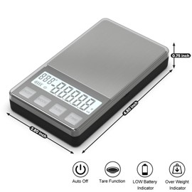 Weightman Espresso Scale with Timer 1000g x 0.1g Small & Thin Travel Coffee Scale, Mini Digital Scale Grams and Ounces with Large Backlit LCD Stainless Steel Pocket Food Scale Drip Tray Pulling Scale