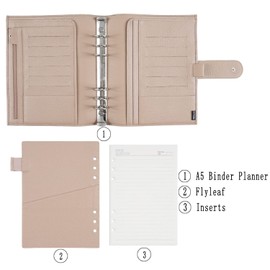 Moterm A5 Luxe Rings Planner - Genuine Leather Binder Organizer (Pebble-Taupe, 30mm Ring)