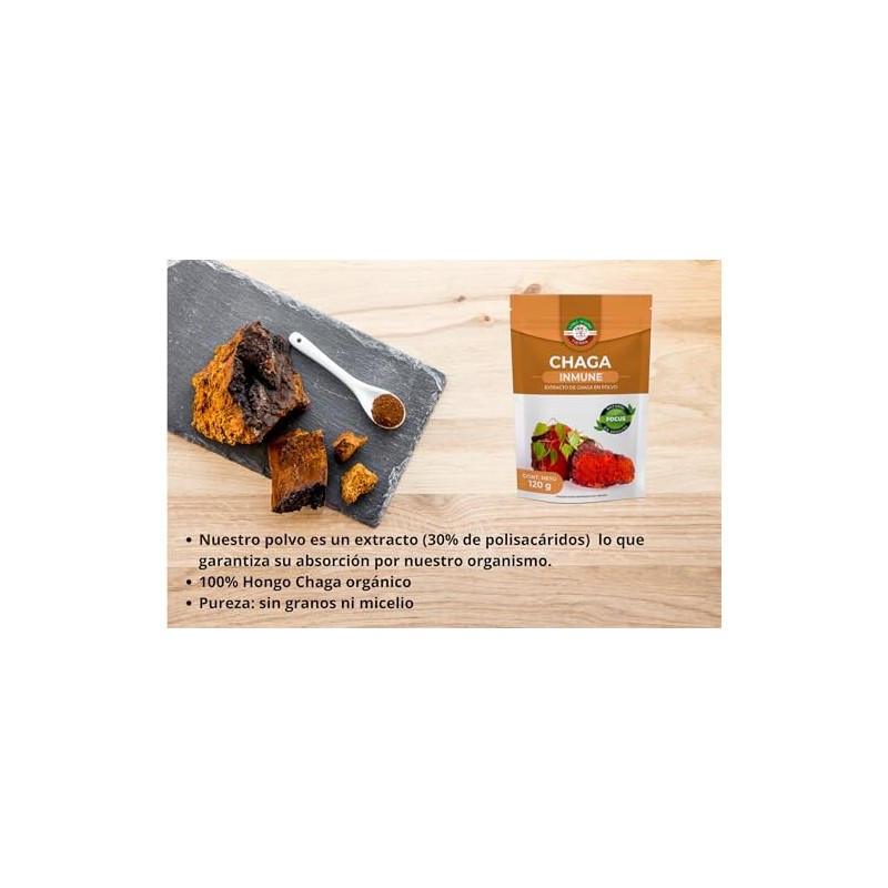 Chaga orgánico en polvo 120g – Potente antioxidante Sabia Madre