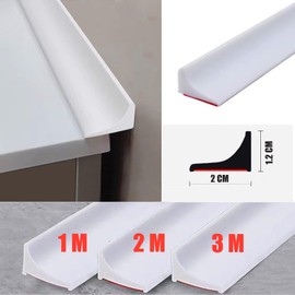Shower Threshold Water Dam, Silicone Water Guard Water Barrier Strip Water Blocker Stopper for Countertop Sink and Cooktop Dry and Wet Separation(White 2 Meters)