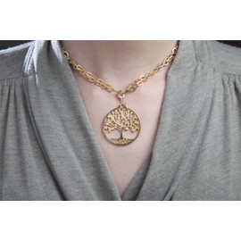 From War to Peace Tree of Life Gold-Dipped Pendant Necklace on 18-36" Gold Plated Cable Chain