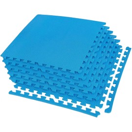 IncStores Fitness Foam Flooring Tiles | Low-Profile Interlocking Foam Tiles for Lightweight Floor Protection in Your Home Gym, Playroom, and More (Blue, 3/8" Thick - 16 Sq Ft)
