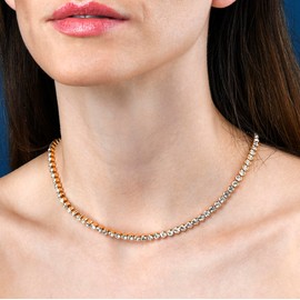 ZAVANA Gold Tennis Necklace for Women and Teen Girls, Gold Tennis Necklaces for Women, Diamante Necklace, Gold Necklaces for Women with Sparkling White Stones, Costume Jewellery with Gift Box