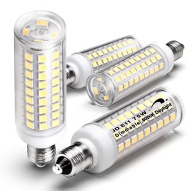 JDE11 Led Bulbs 120V 75W Halogen Candelabra Bulbs Equivalent Dimmable,T3 T4 Mini Base JD E11 Bulb, 6000K Daylilght White 7W 750lm E11 for Chandeliers,Candelabra,Ceiling Fan,Cabinet Lighting,4Pcs