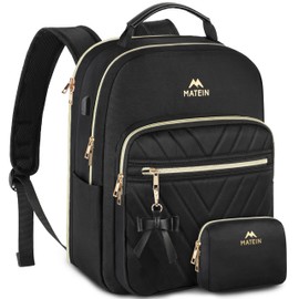 MATEIN - Mochila para mujer, 15.6 pulgadas, bonita y elegante mochila impermeable con puerto USB, bolsa de hombro para uso diario informal para viajes universitarios, regalos para damas, juego de 2
