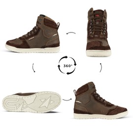 COGOBUSH Leather Motorcycle Boots Men - Anti-slip Sole, Laces Closure, Ankle Guard, Cow Crazy Horse Leather, Motorcycle Boots Men Brown (Size 11)