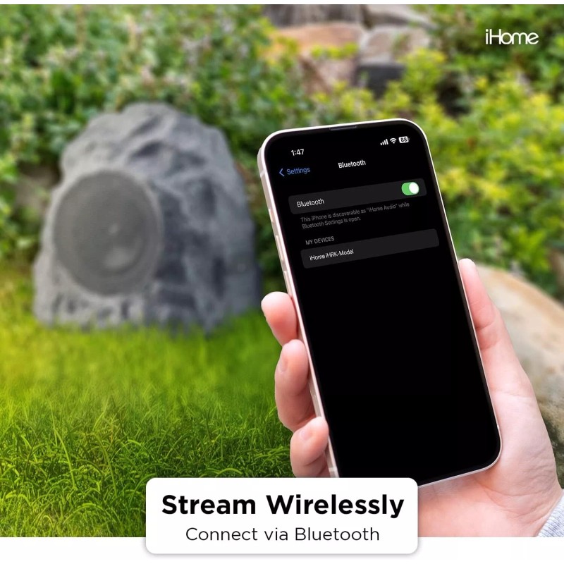 iHome Bluetooth Weatherproof Outdoor Rechargeable Rock Speakers (PAIR)