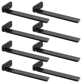 SANKEYTEW 8 Pack - 12 inch Black Hidden L Shelf Bracket (1/5 Inch Thicked) Iron Shelf Brackets, Metal Shelf Bracket, 160 lb. Load Capacity ,DIY Shelving Hidden 90 Degree Right Angle Bracket Design